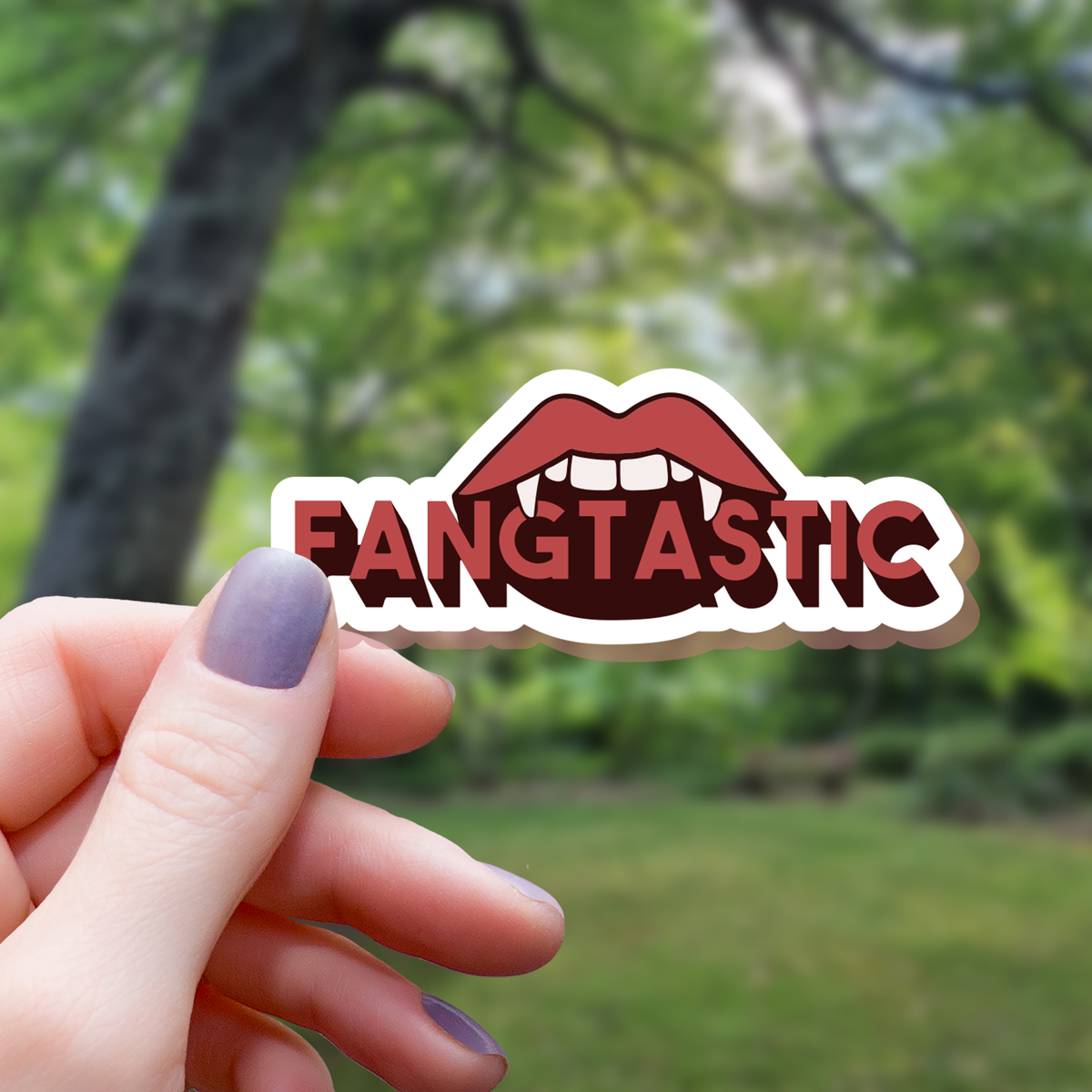 Fangtastic Lips Vampire Sticker - 3"