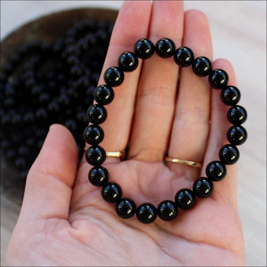 Black Onyx Bracelet 4mm- Crystals & Stones