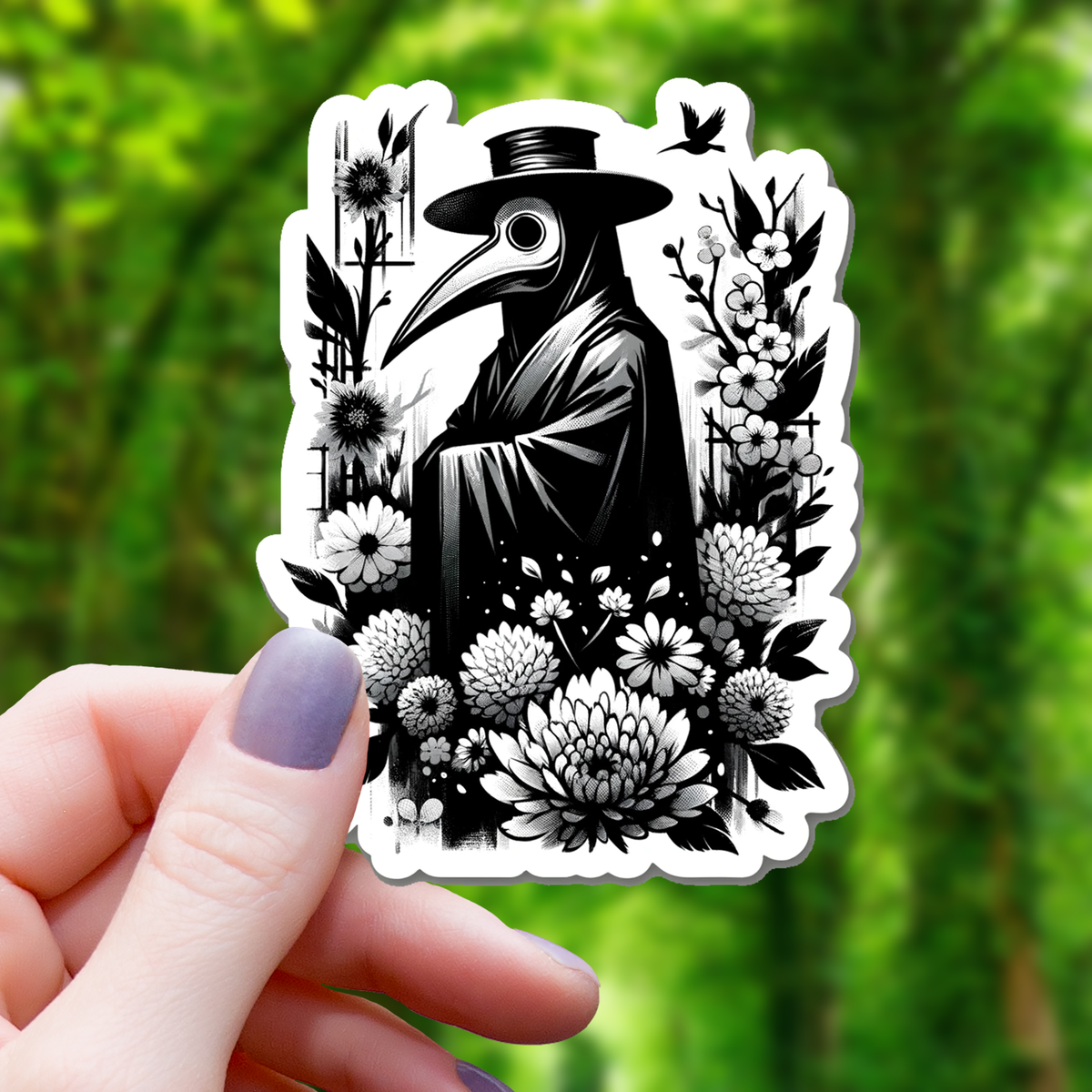 Japanese Ink Painting Plague Doctor Sticker - 3"