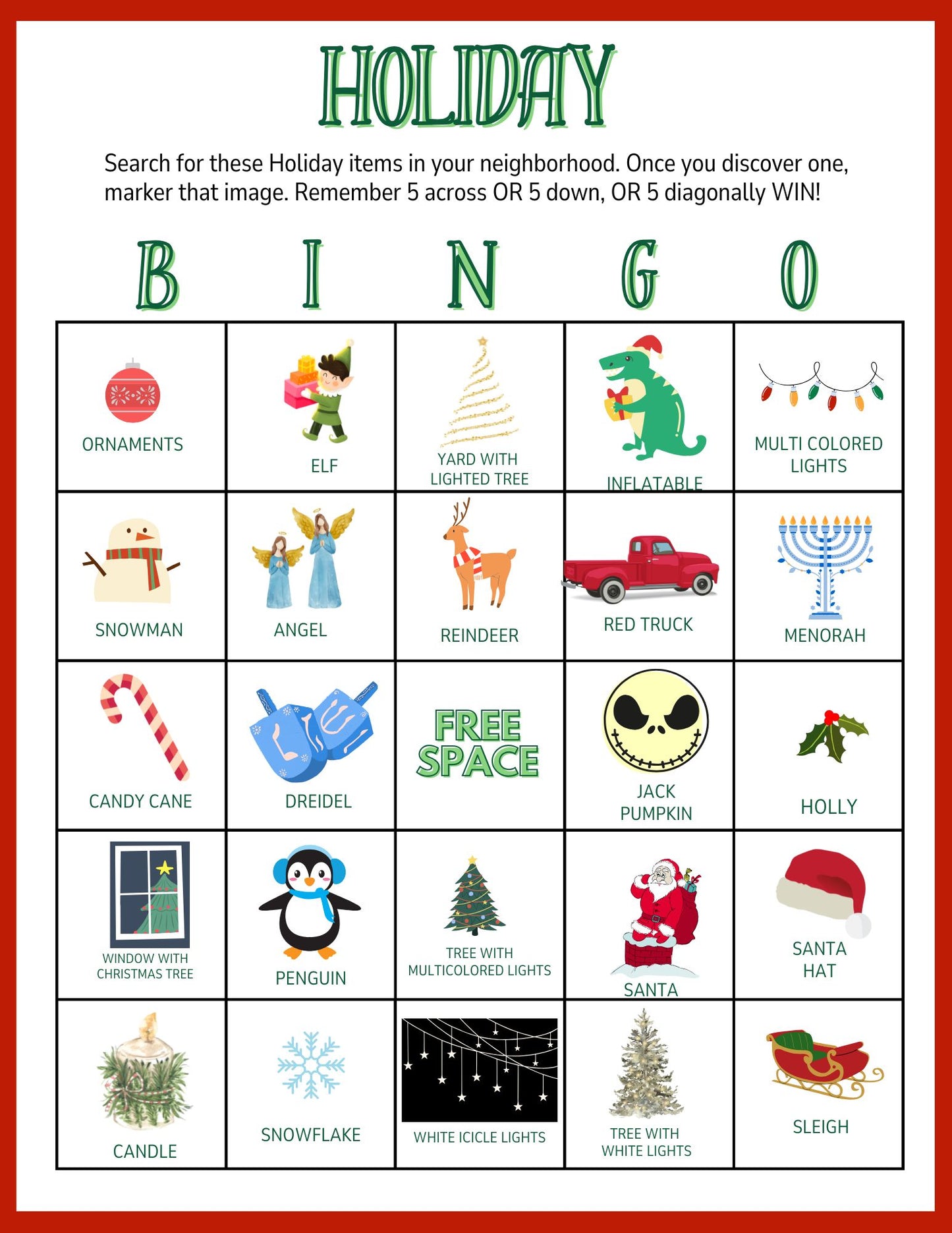 Winter Holiday Bingo