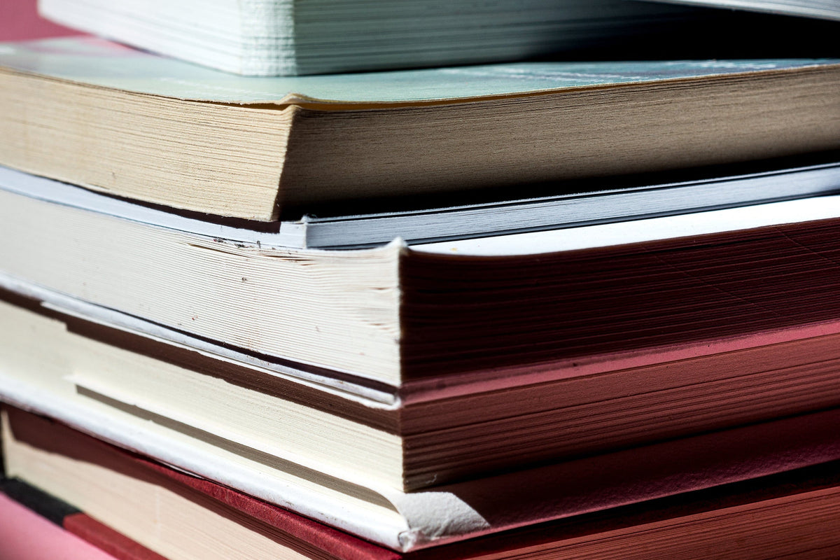 sketch pile of books