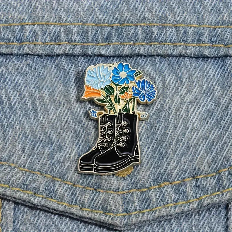 "Chic Enamel Pins: Blossom Boots & Spring Accessories DIY