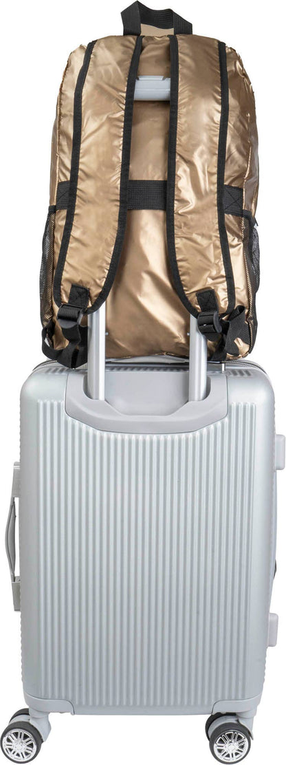 Boarding Pass Recycled Metallic Foldable & Packable Pouch Multi Compartment Backpack