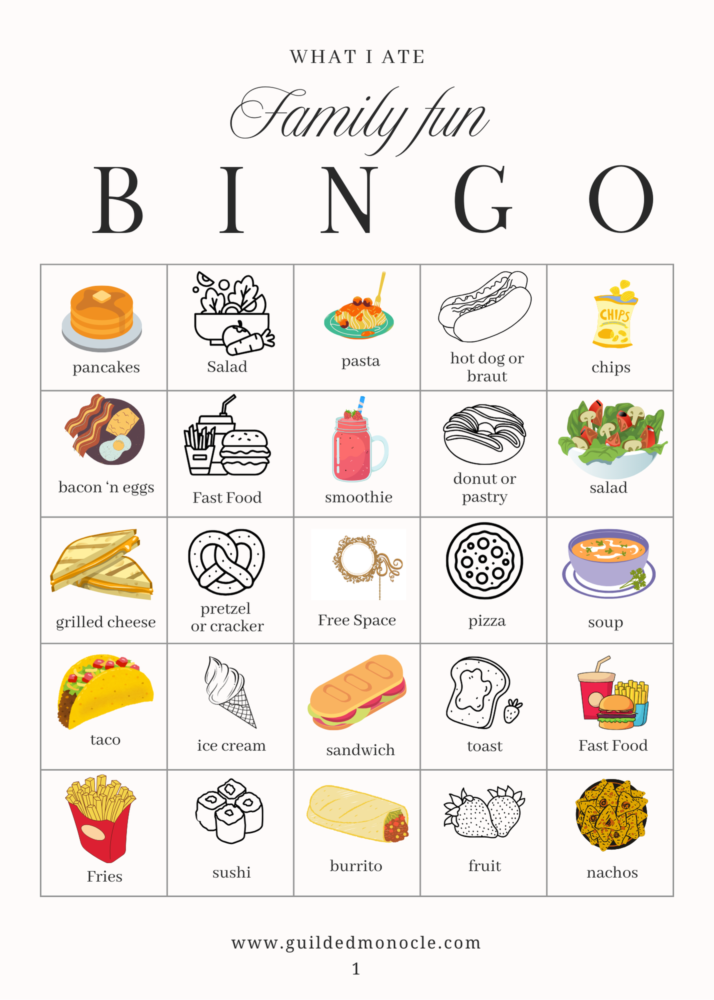 Family Bingo download (What I ate)