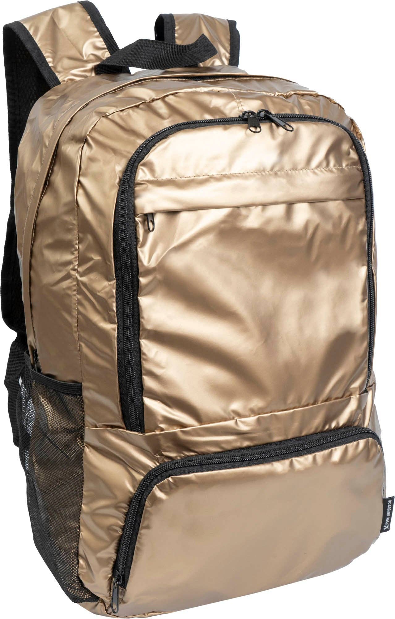 Boarding Pass Recycled Metallic Foldable & Packable Pouch Multi Compartment Backpack