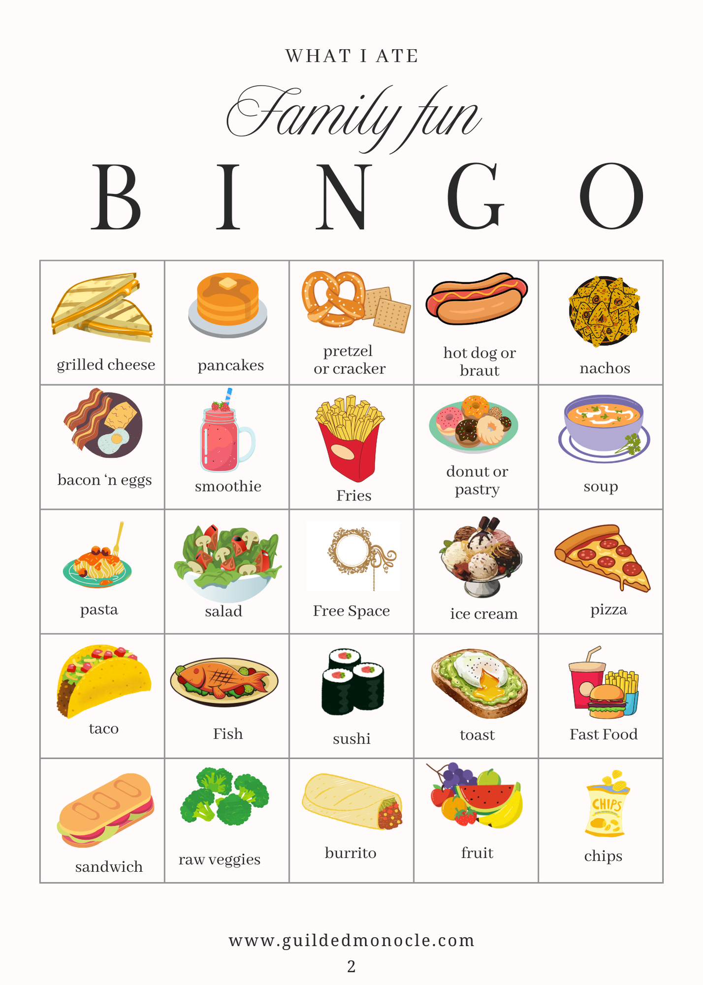 Family Bingo download (What I ate)