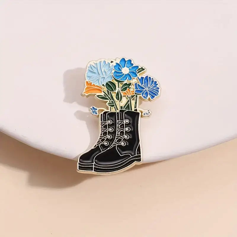 "Chic Enamel Pins: Blossom Boots & Spring Accessories DIY