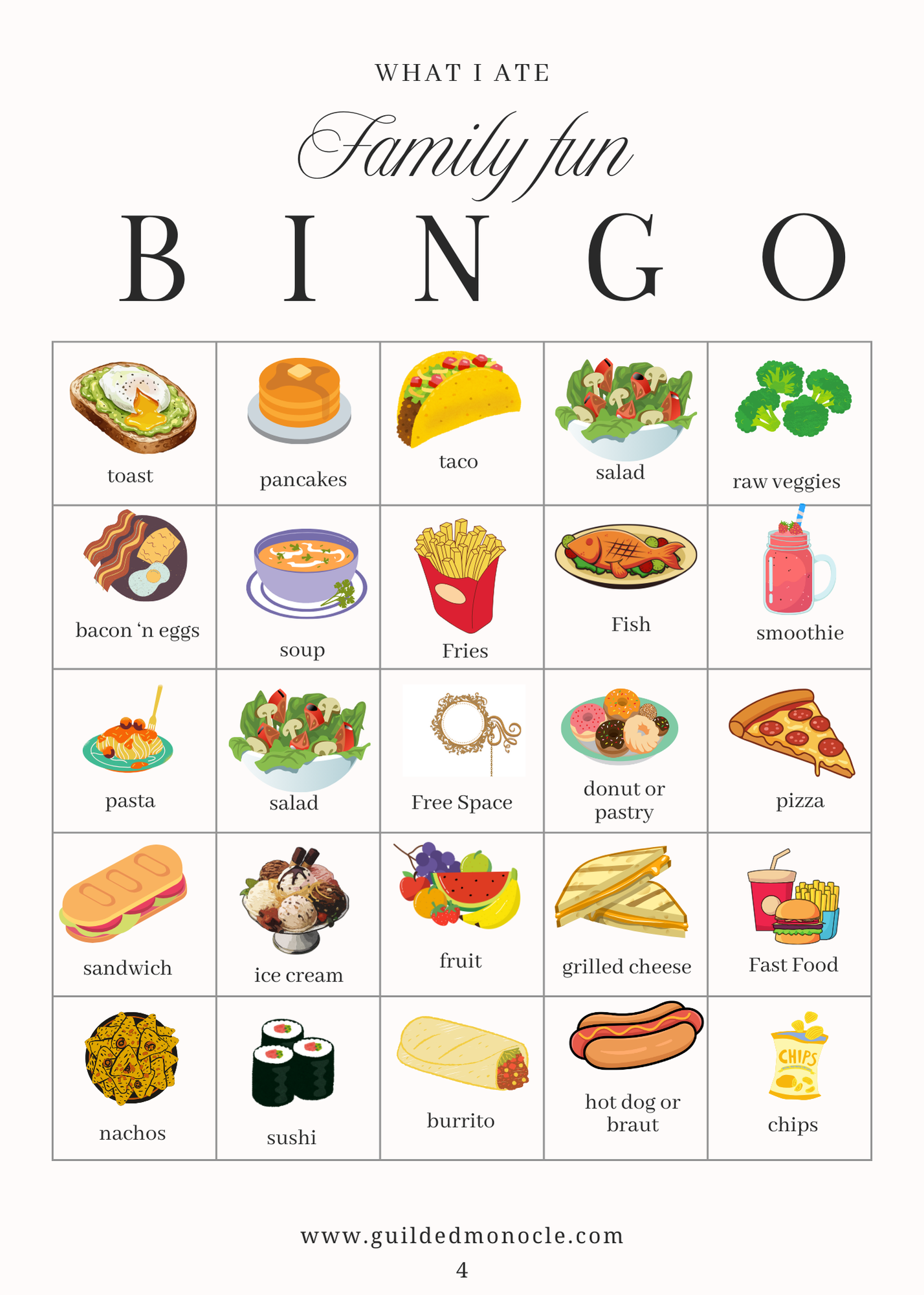 Family Bingo download (What I ate)