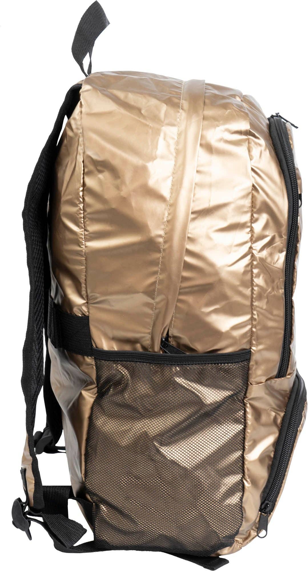 Boarding Pass Recycled Metallic Foldable & Packable Pouch Multi Compartment Backpack