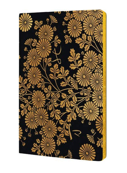 Black and Gold Chrysanthemums Soft Touch Journal