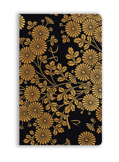 Black and Gold Chrysanthemums Soft Touch Journal