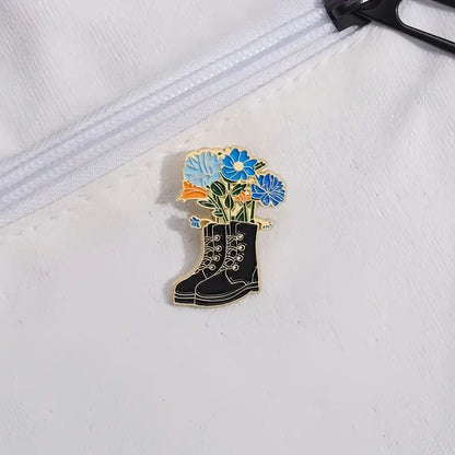 "Chic Enamel Pins: Blossom Boots & Spring Accessories DIY