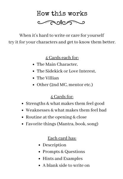 Character Self Care Cards